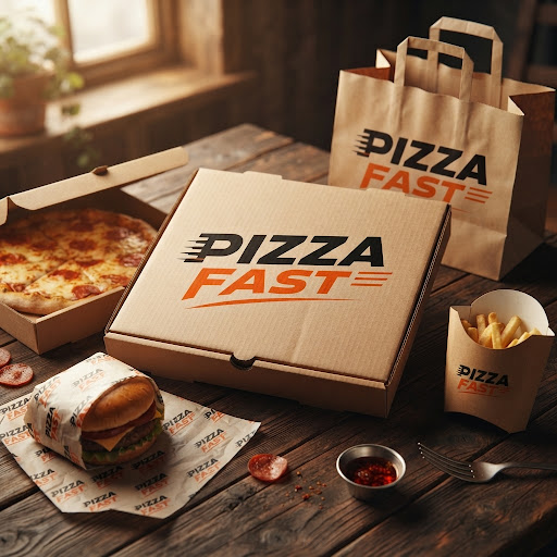 gebrandete Verpackungen Pizza Fast